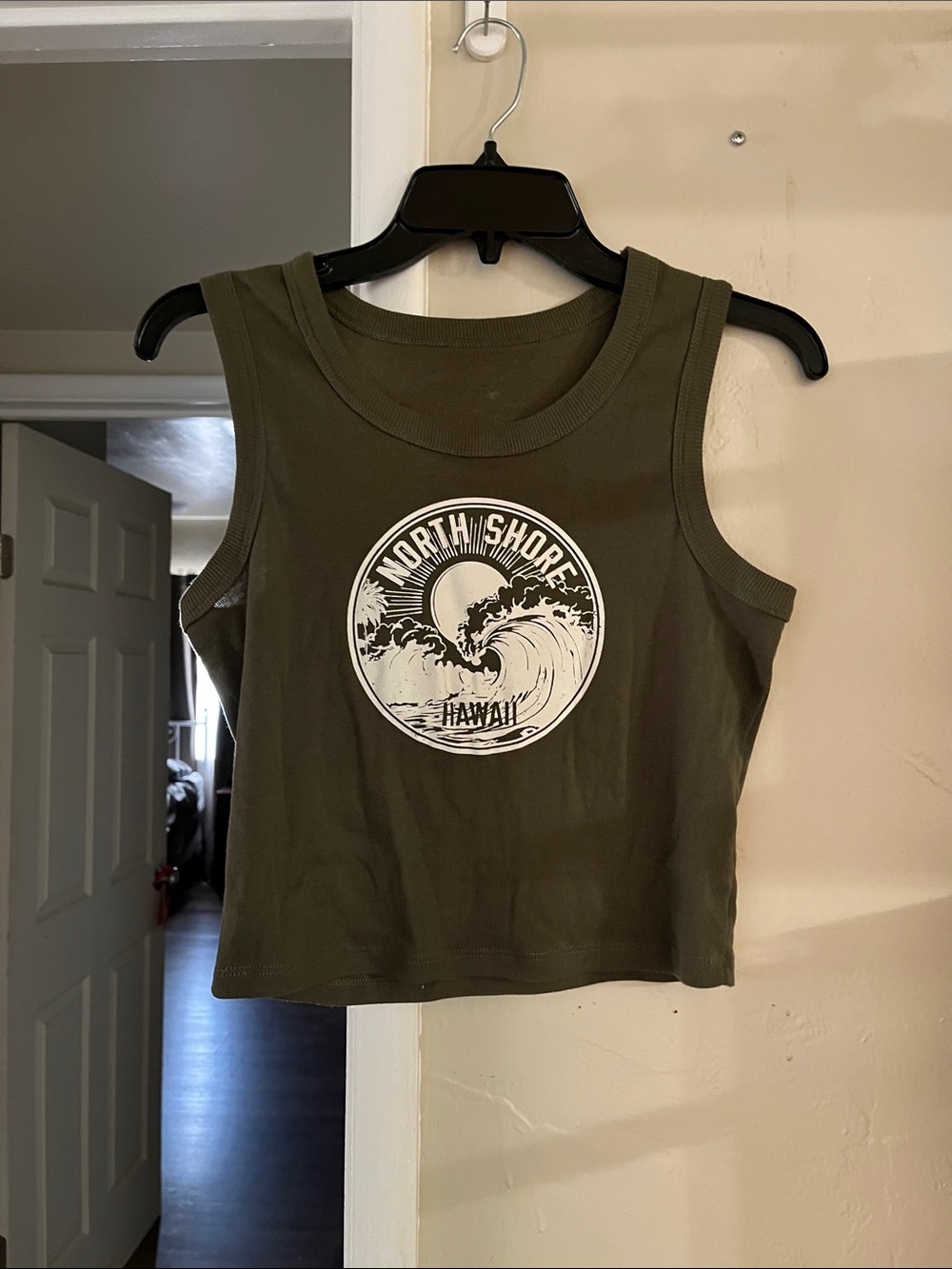 North Shore Hawaii Olive Green Crop Tank Top